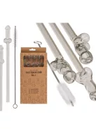 Újrahasználható 4 darabos pénisz formájú üveg szívószál