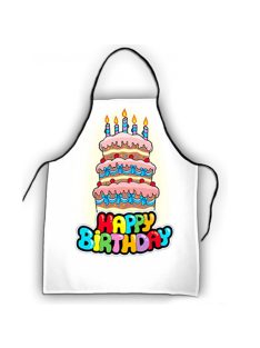 Kötény 50 cm x 70 cm - Happy Birthday tortás
