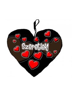 Párna Kis Szív 25cm - Fekete szíves