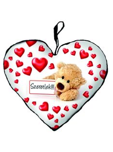Párna Kis Szív 25cm - Táblás maci 