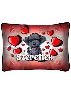 Párna 37 cm x 27 cm - Fekete kutyus