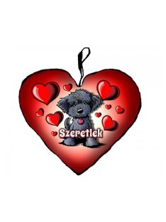 Nagy Szív Párna - Fekete kutyus