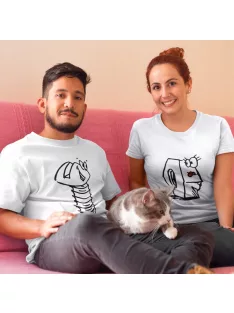 Szerelmes anyacsavar és csavar fekete-fehér páros póló