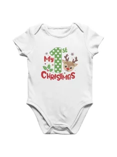   Az első karácsonyom - Szarvasos (fiús) angol felirattal babaruha