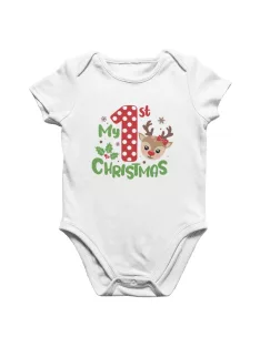   Az első karácsonyom - Szarvasos (lányos) angol felirattal babaruha