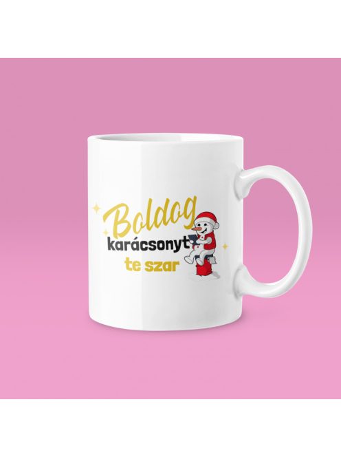 Boldog Karácsonyt Te sz*r hóember bögre