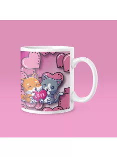 Cuki cica és kutya love bögre