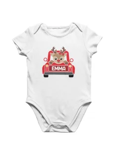 Egyedi neves karácsonyi autós lányos babaruha