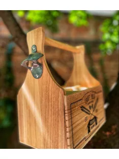 Fa sörös rekesz, sör nyitóval - 6 üveg számára