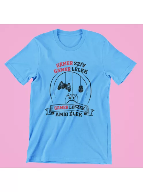 Gamer szív gamer lélek gamer leszek amíg élek férfi póló