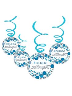   Boldog Szülinapot! Kék Pasztell Konfettis Függő Dekoráció, 6 db-os