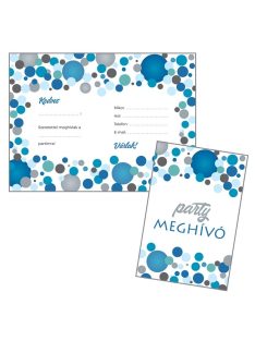   Kék Pasztell Konfettis Parti Meghívó és Boríték - 8 db-os