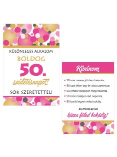   Boldog 50. Születésnapot! Rózsaszín Pasztell Konfettis Boros Üveg Címke, 2 db-os