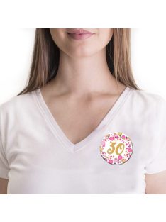   30-as Rózsaszín Pasztell Konfettis Szülinapi Számos Parti Kitűző - 5,5 cm