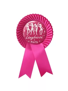   Ciklámen Szalagos Rószaszín-Fehér Lánybúcsú Party Kitűző