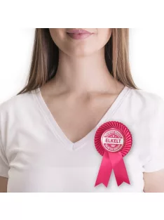   Magenta Szalagos Rózsaszín-Fehér Elkelt Feliratú Kitűző Lánybúcsúra