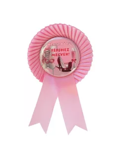   Rózsaszín Szalagos Nemsokára Férjhez Megyek Kitűző Lánybúcsúra