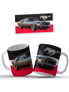 Mustang autós ezüst bögre