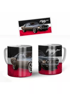 Mustang autós ezüst bögre