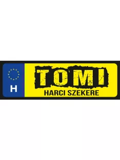 Rendszámtábla - Tomi harci szekere
