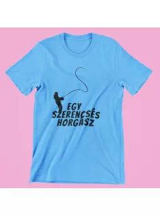 Egy szerencsés horgász férfi póló