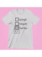 Szingli foglalt gamer férfi póló