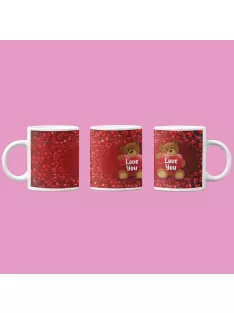 Szivecskés maci love you bögre